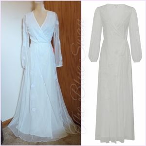 NWT Frock & Frill Karissa Embroidered Long Sleeve Wrap Maxi Gown US10